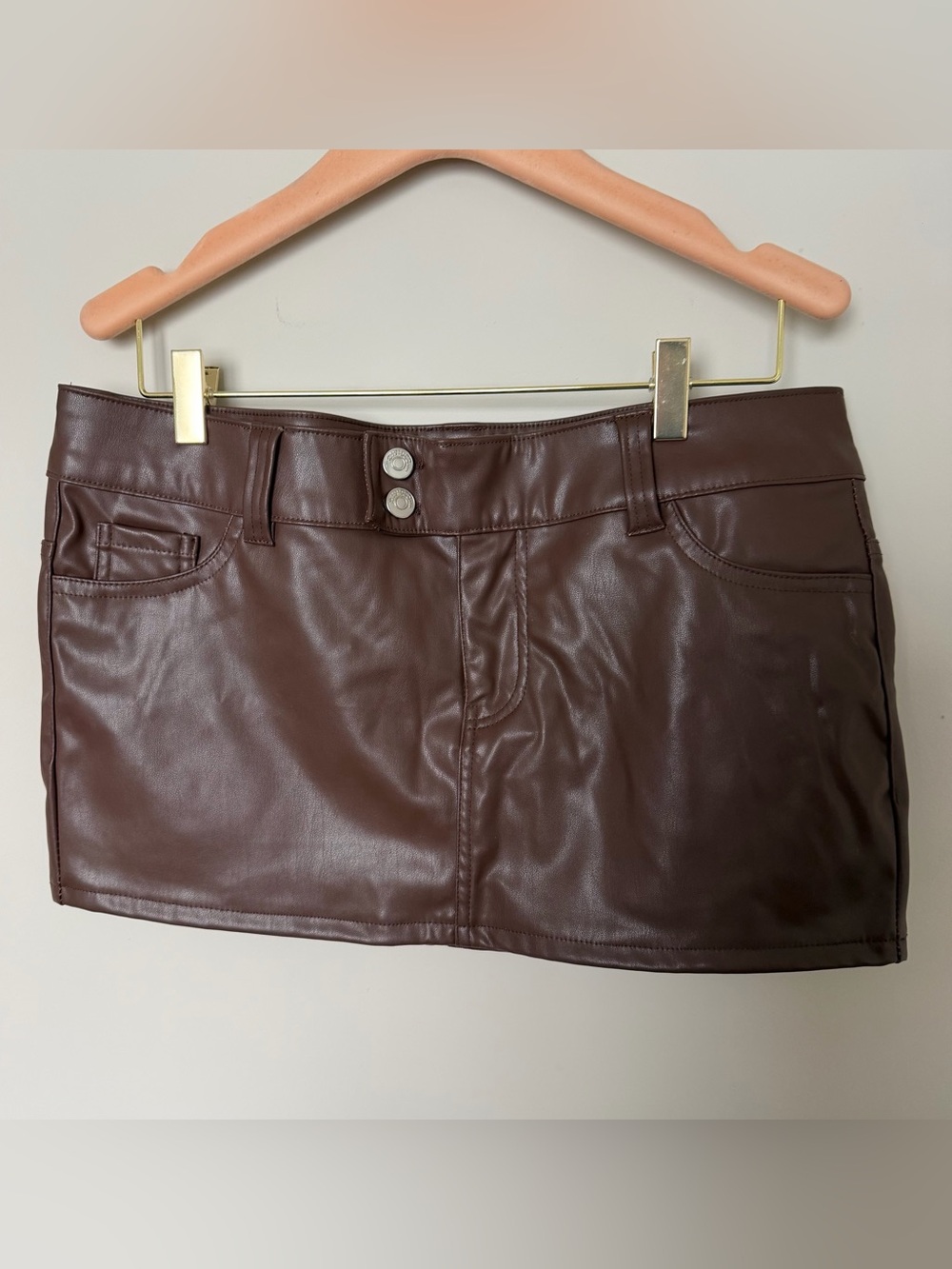 H&M Chocolate Brown Faux Leather Mini Skirt